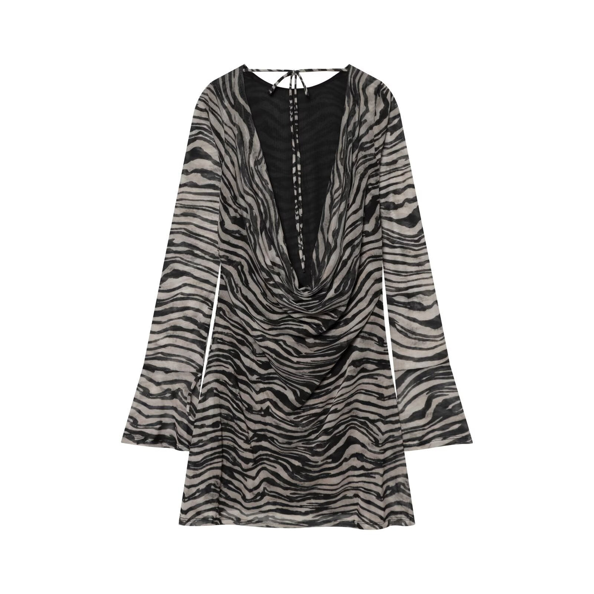 Women's animal striped printed tulle mini dress