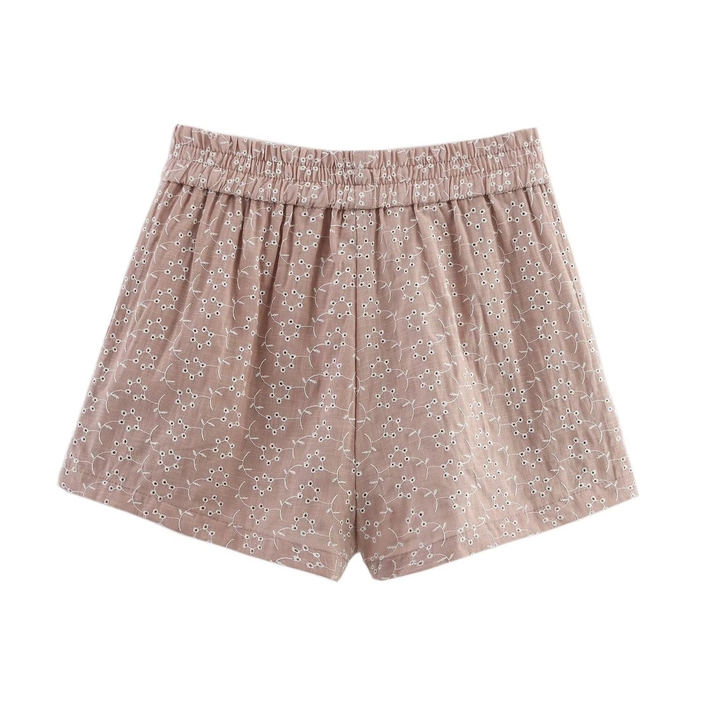 Summer women's new hollow embroidery layered decorative top+Shorts suit