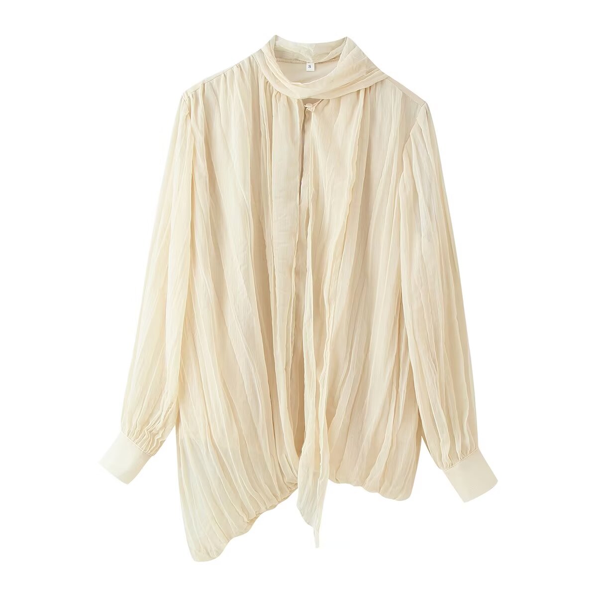Women's new pleated long-sleeved shirt