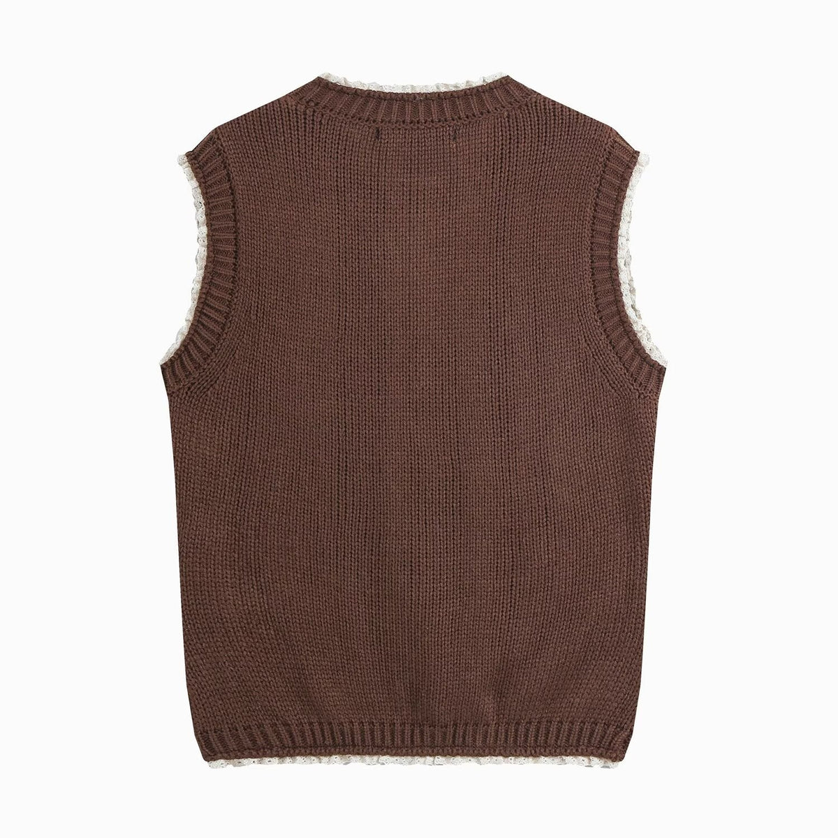 Women's O-Neck flower jacquard knitted vest