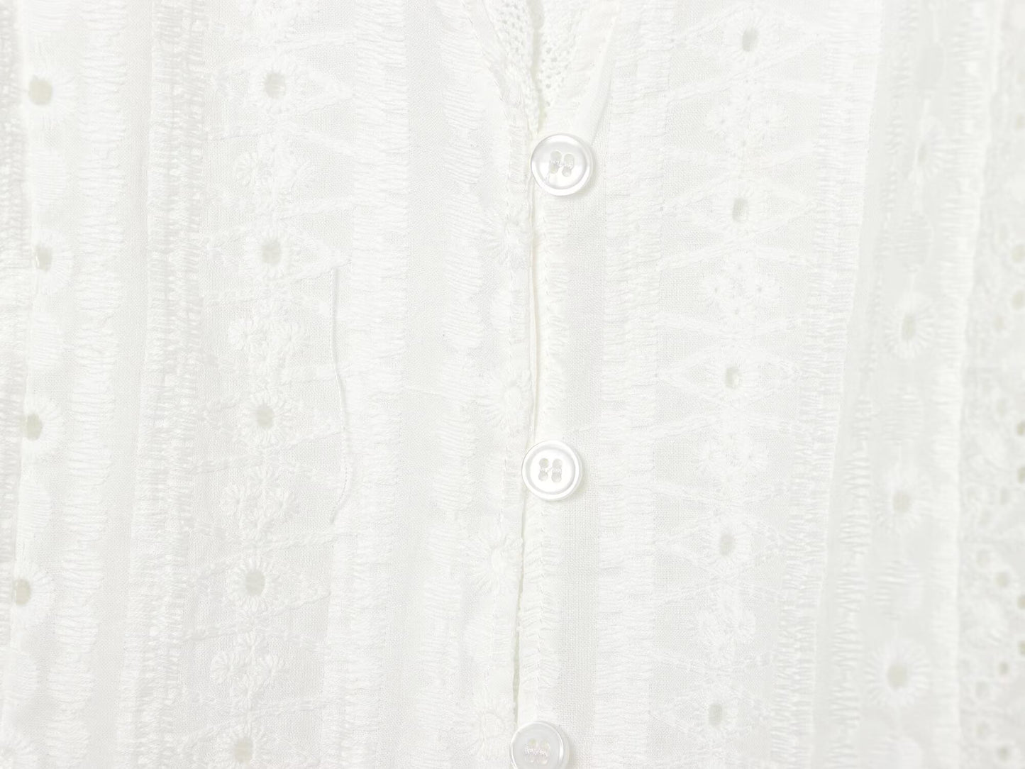 Women's hollowed out embroidered V-neck shirt