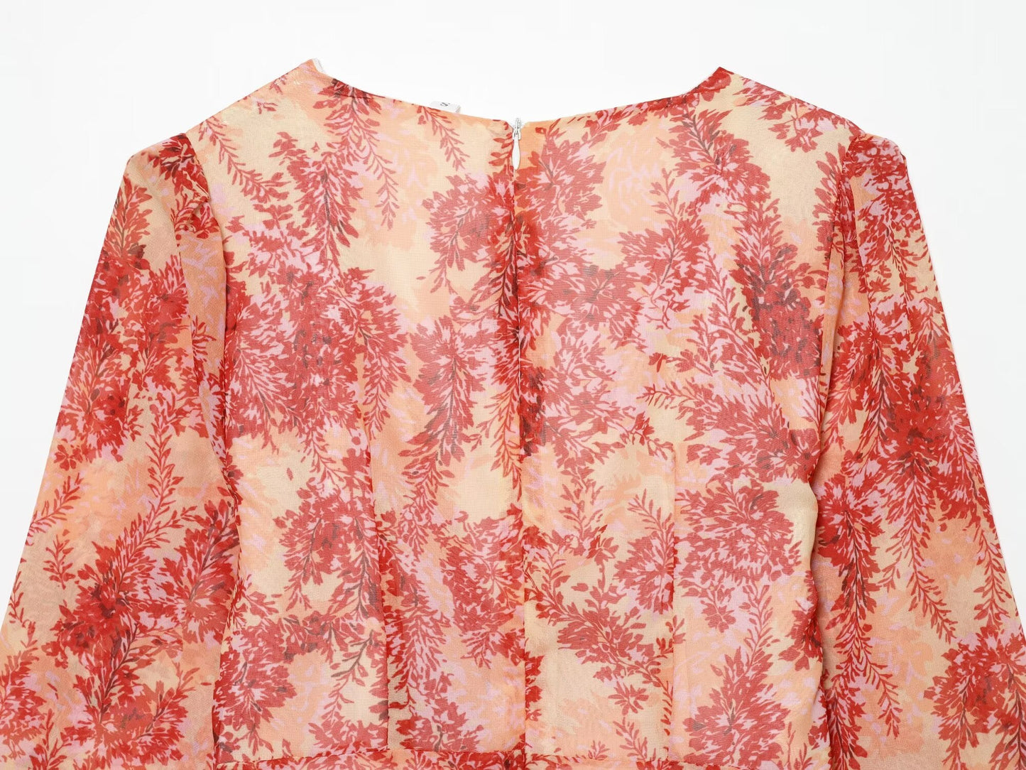 Women's V-neck printed ruffle mini dress