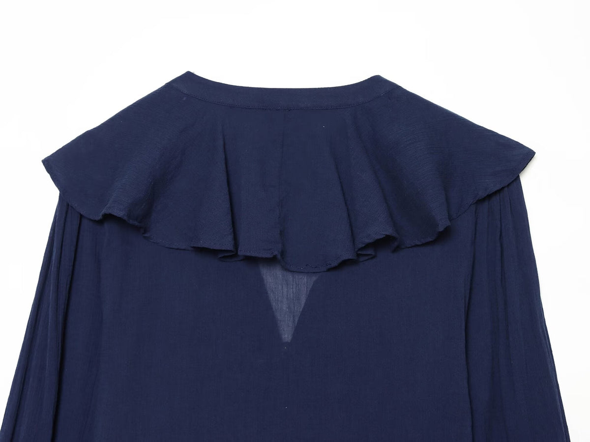Women's layered decorative rope knot buttoned shirt