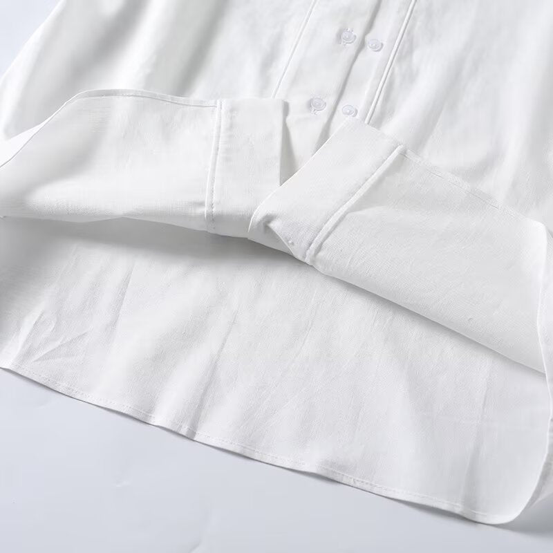 Women's casual linen blend sleeveless shirt
