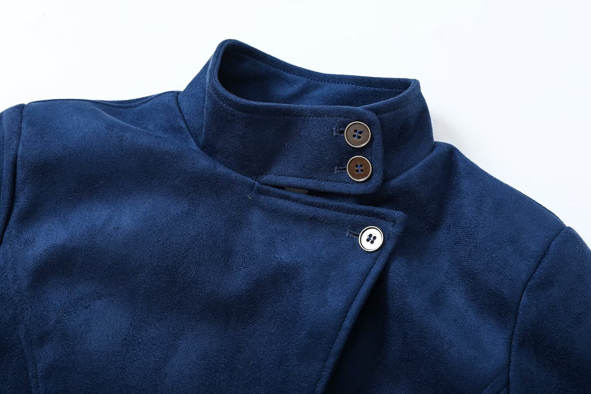 Women's Anti suede effect stand collar Coat
