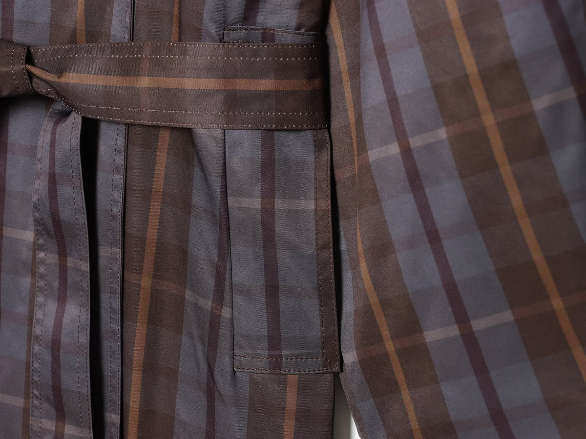 Women's with belt loose plaid trench Coat