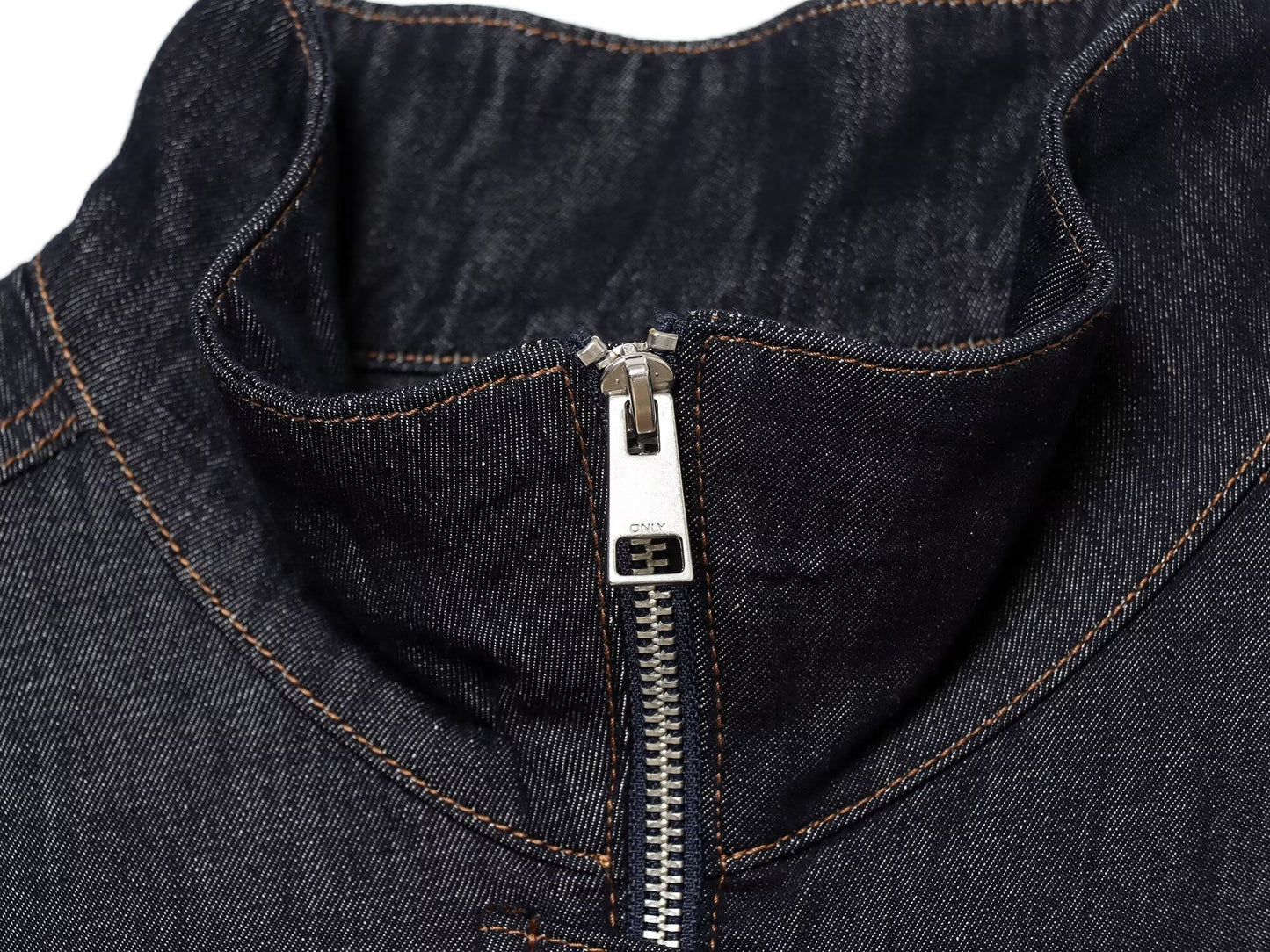 Women's waist belt decoration stand collar denim Coat