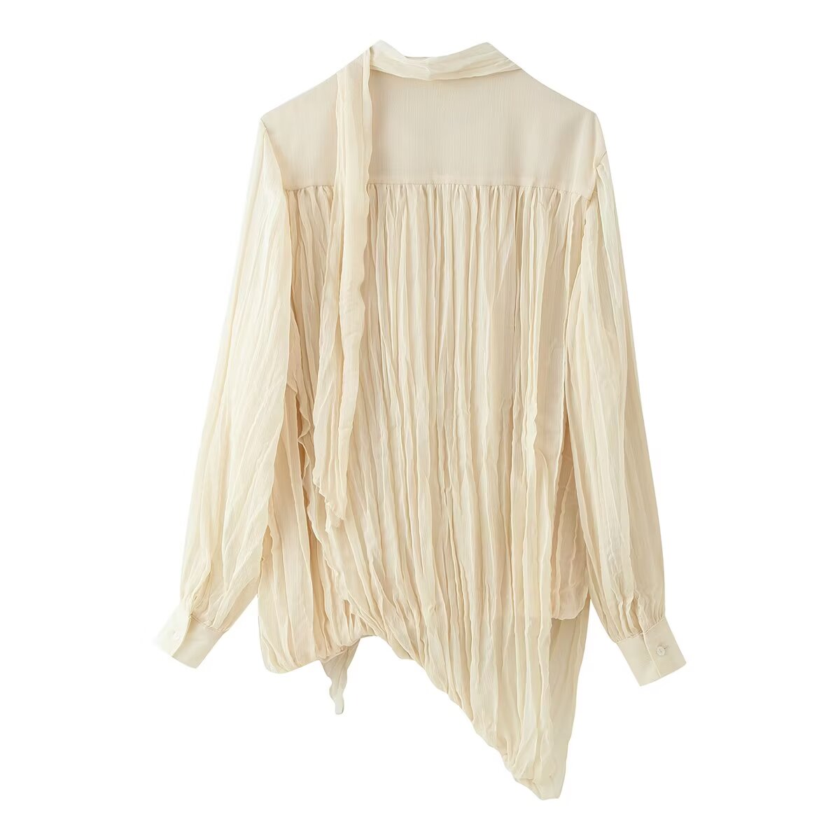 Women's new pleated long-sleeved shirt