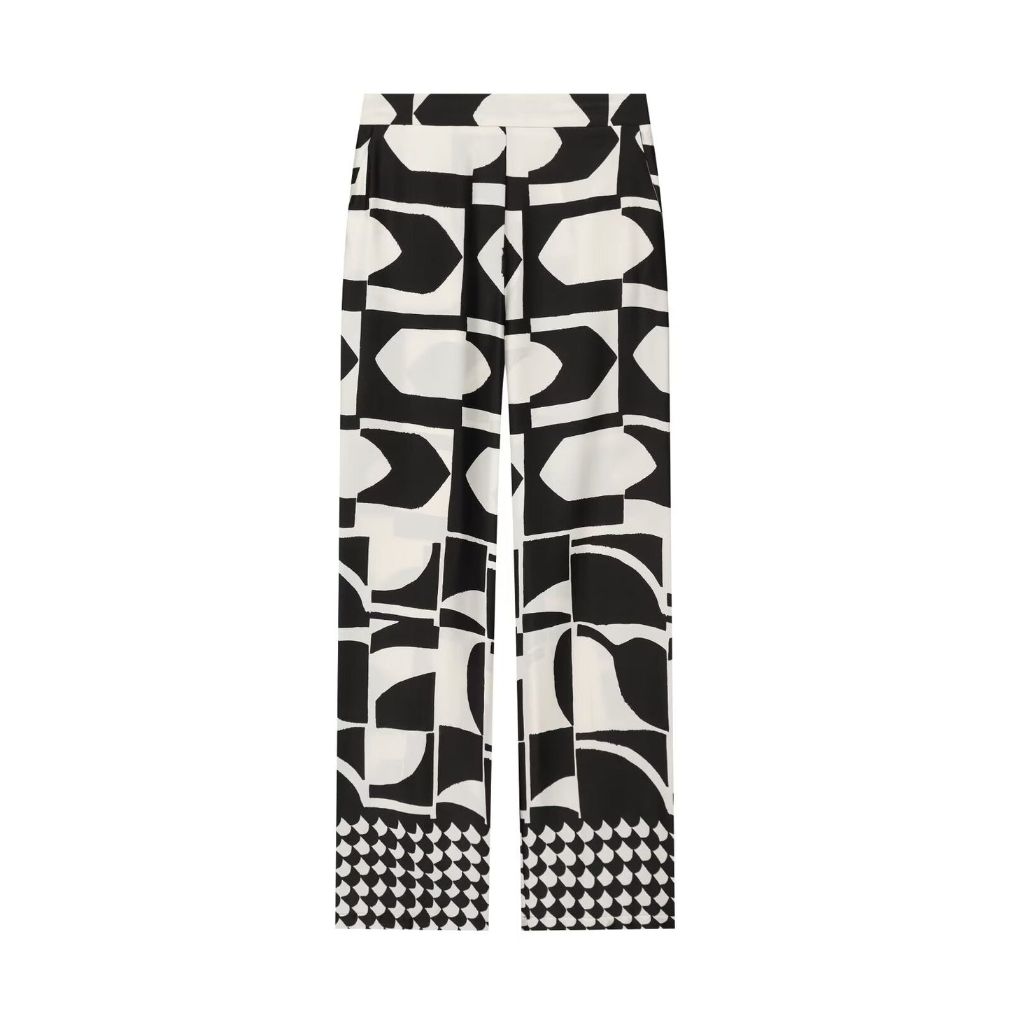 suit Women's 2 pieces geometric printed shoulder pad top+Pants
