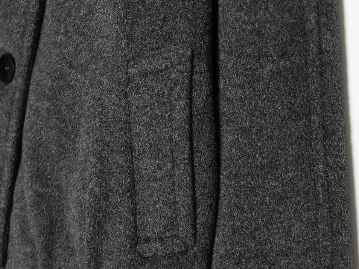 Women's standing collar double breasted woolen coat
