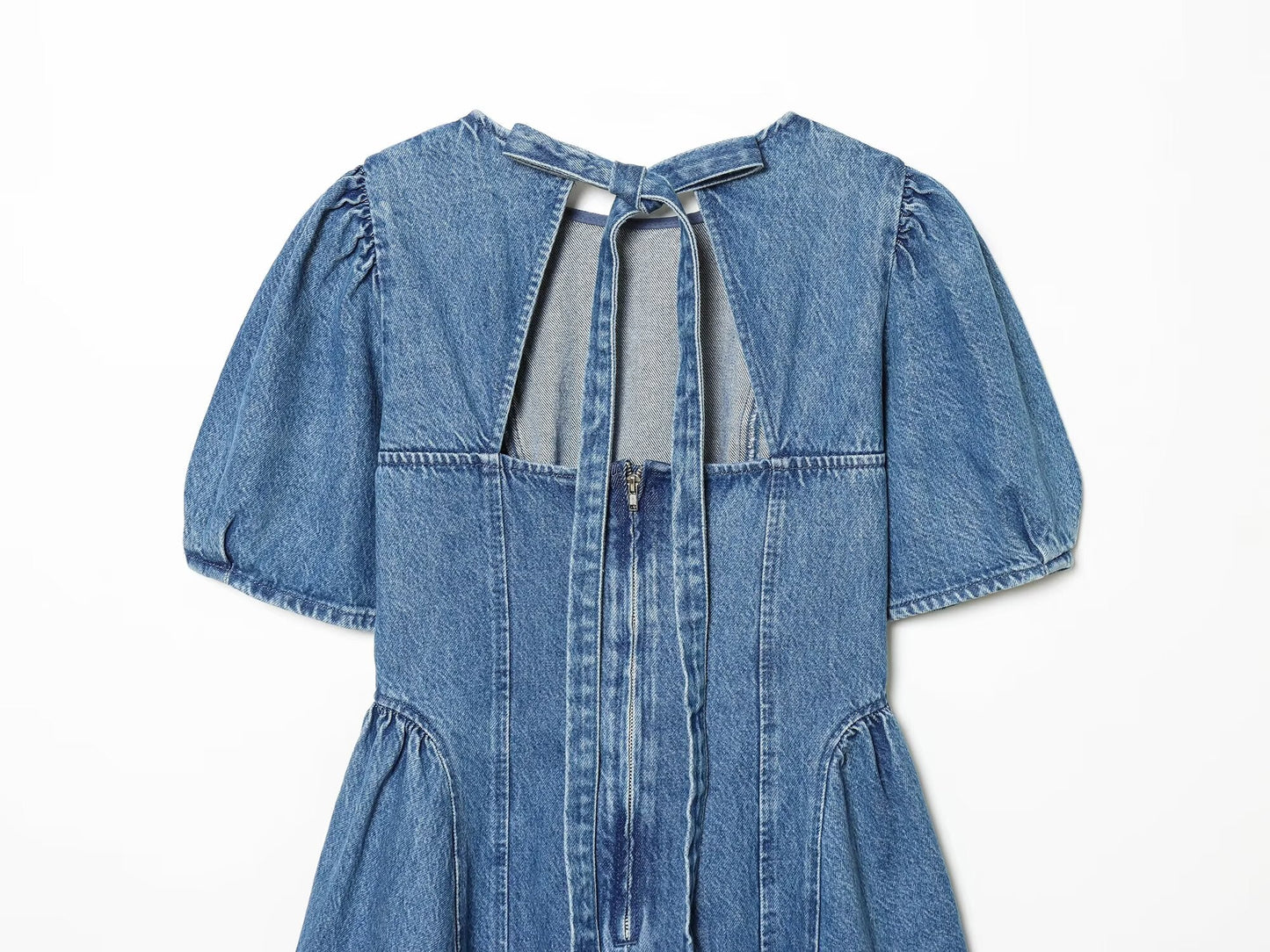 Women's flared skirt hem backless denim dress