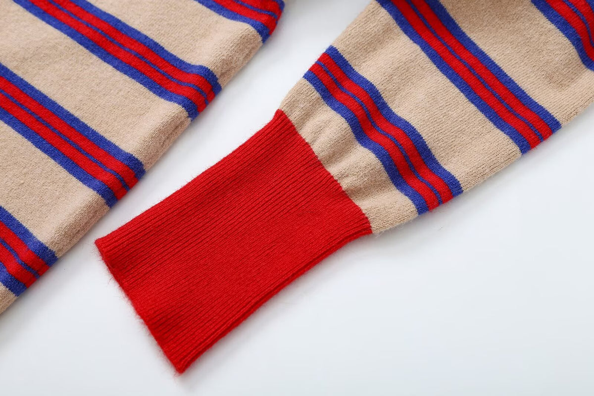 Women's soft striped wool blend knit sweater