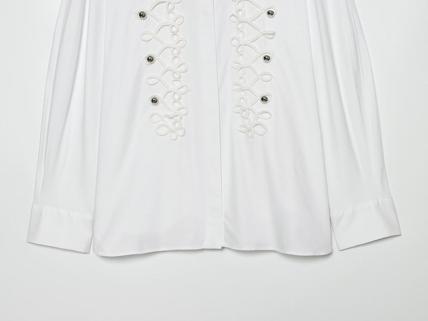 Women's rope knot buckle decoration poplin shirt