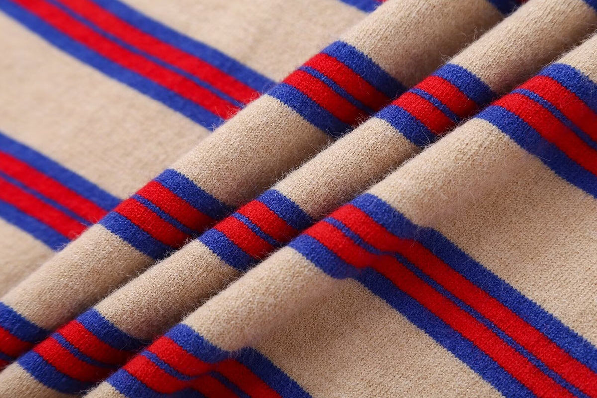 Women's soft striped wool blend knit sweater