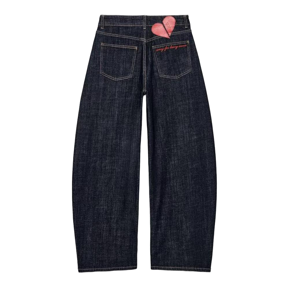 suit Women's 2 pieces embroidered heart-shaped decorative denim jacket+jeans