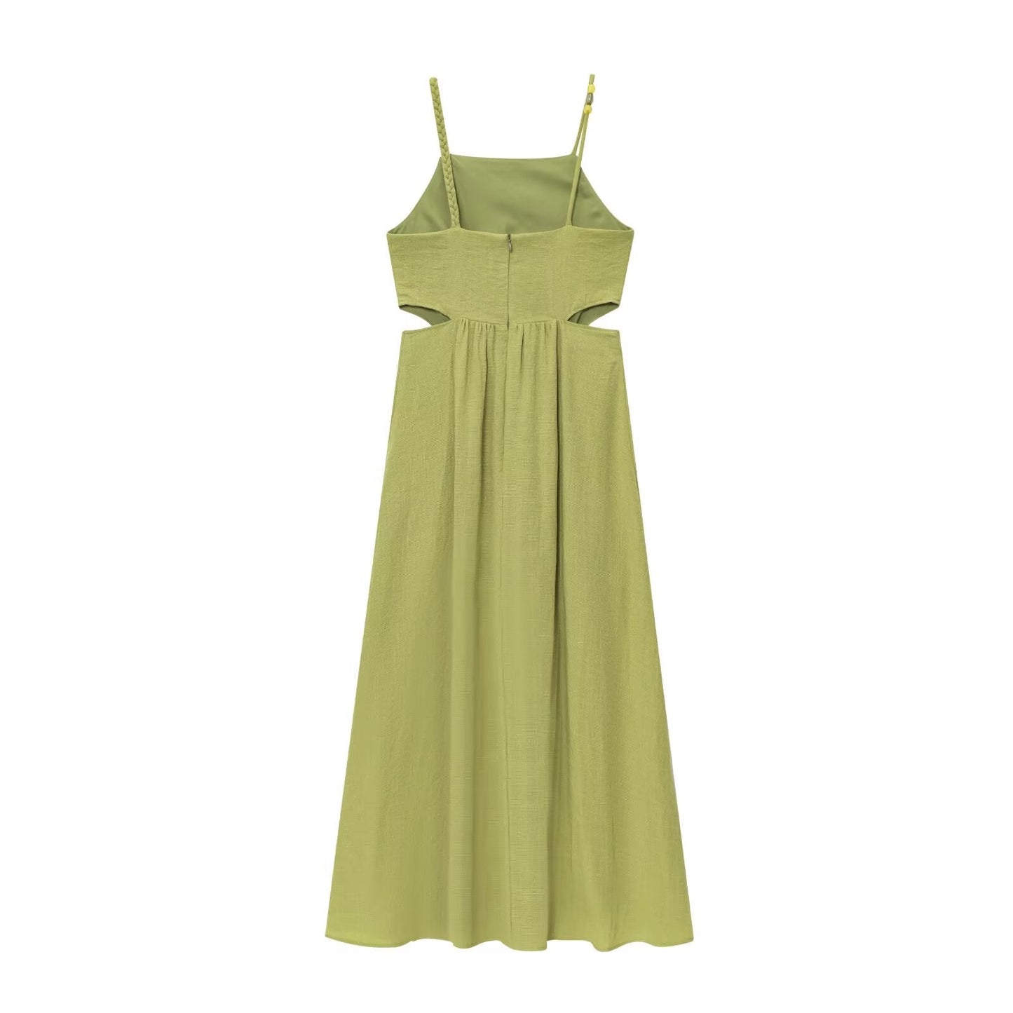 Women's chic Fashion vacation style hollow suspender MIDI dress