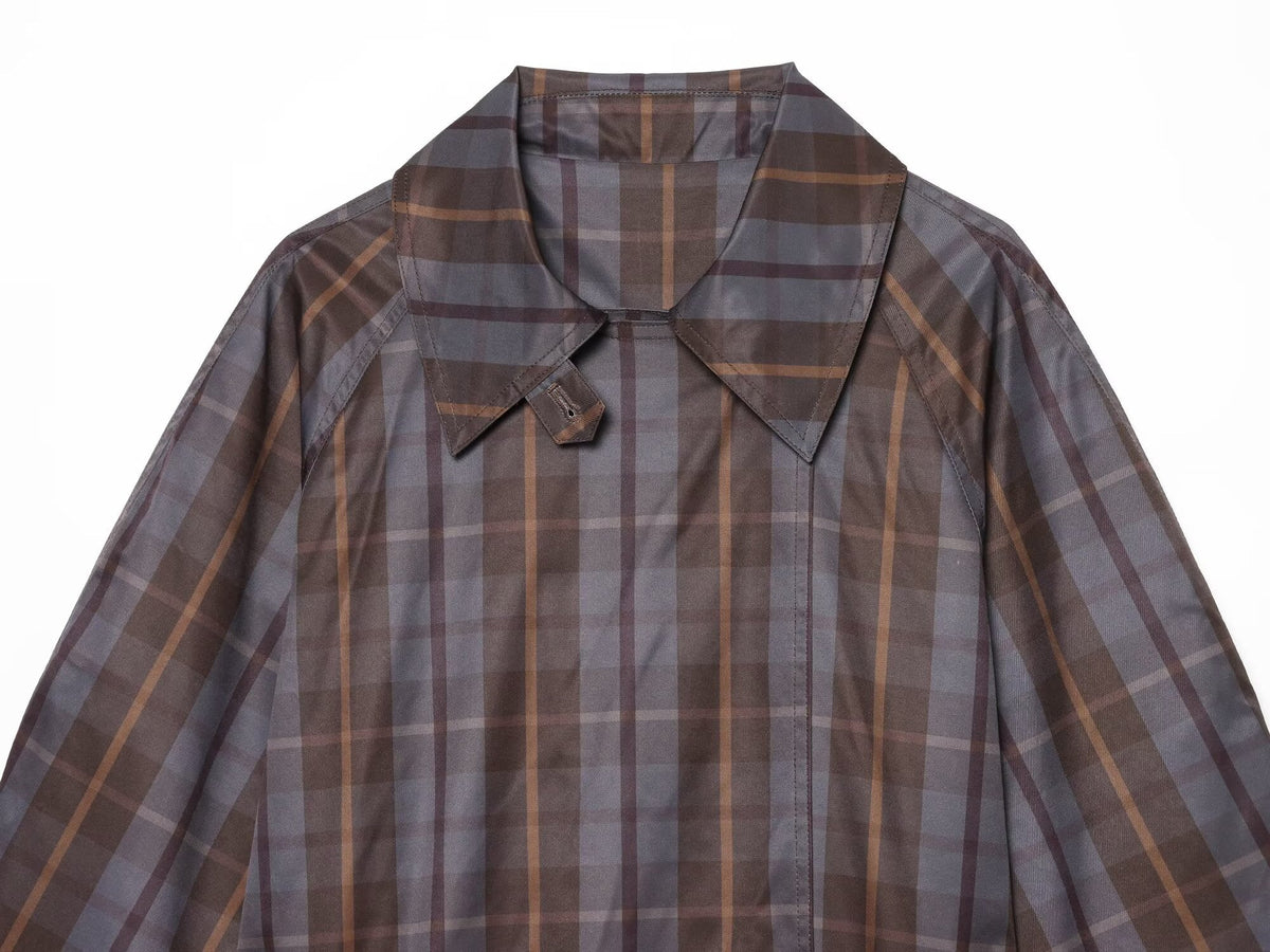 Women's with belt loose plaid trench Coat