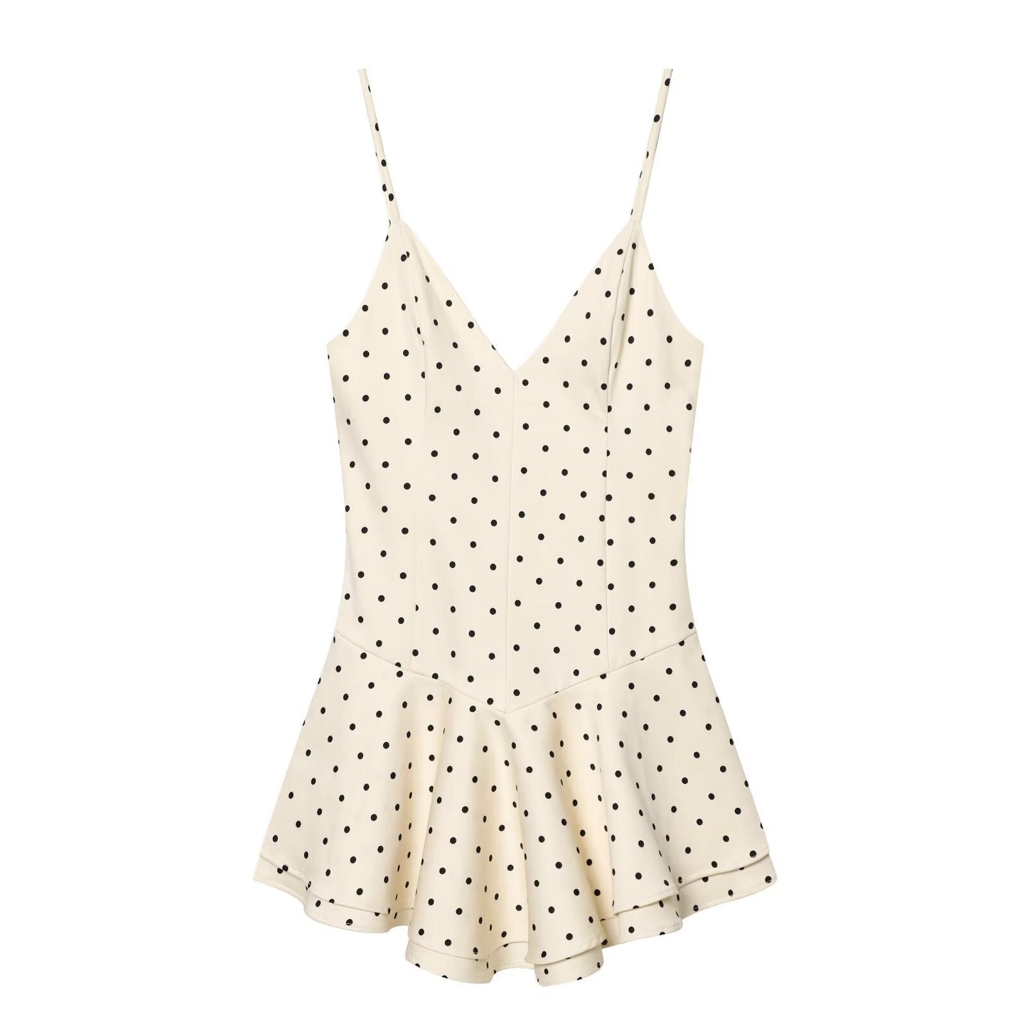 Women's short jumpsuit style polka dot dress