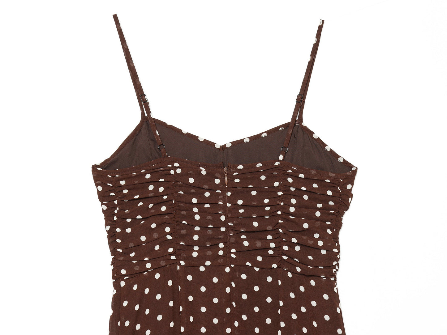Women's polka dot chiffon suspender MIDI dress