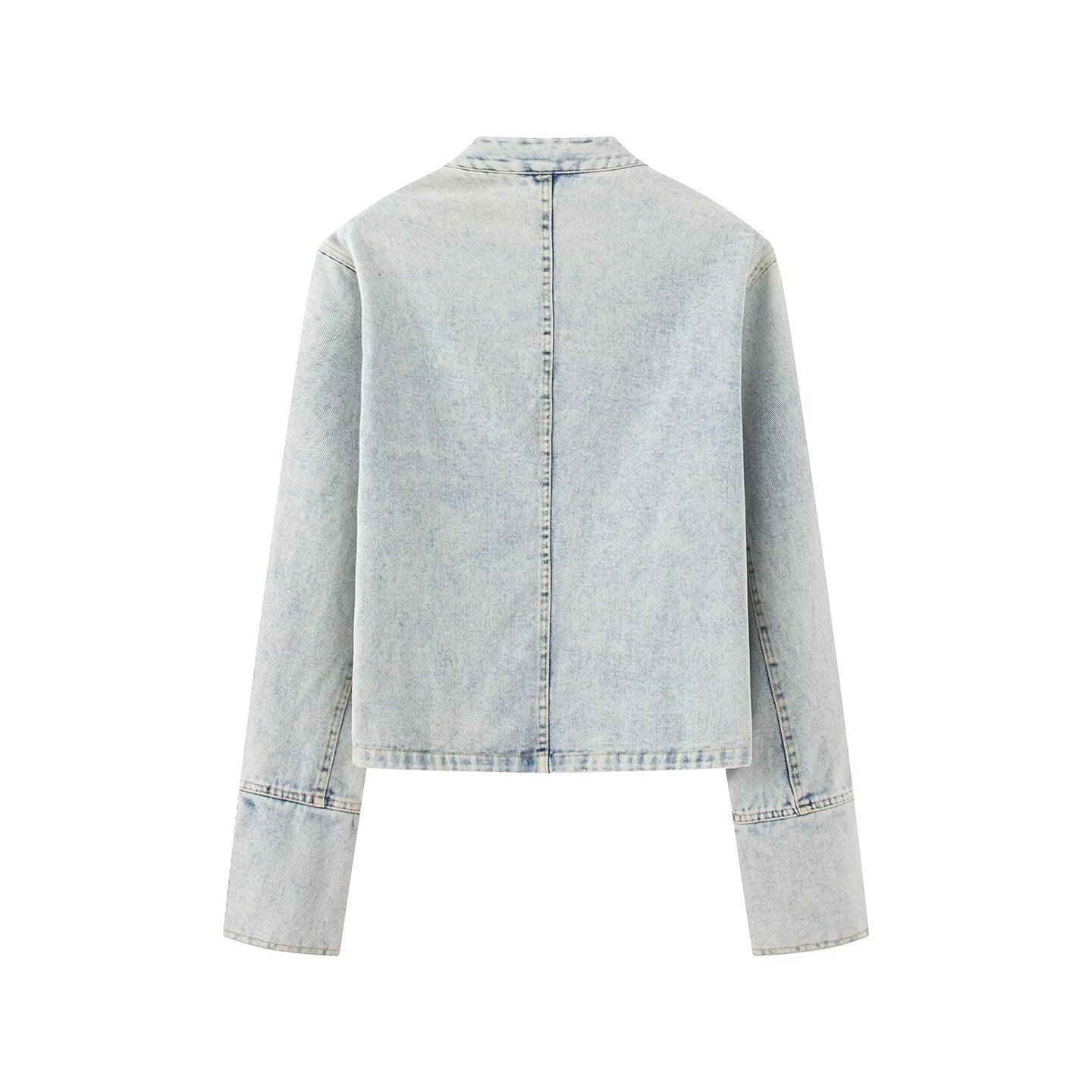 Women's buckle decoration retro denim Coat