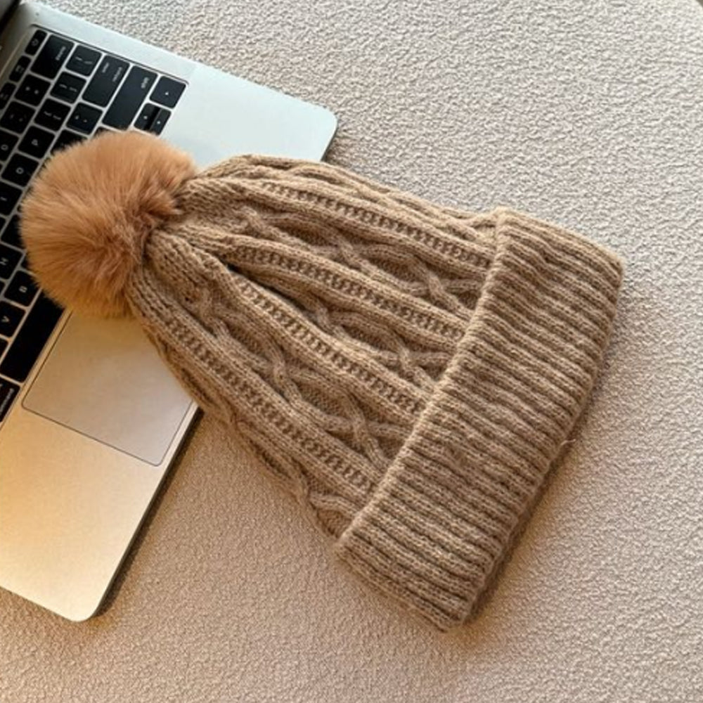 Women's new casual Joker plus velvet knitted wool hat