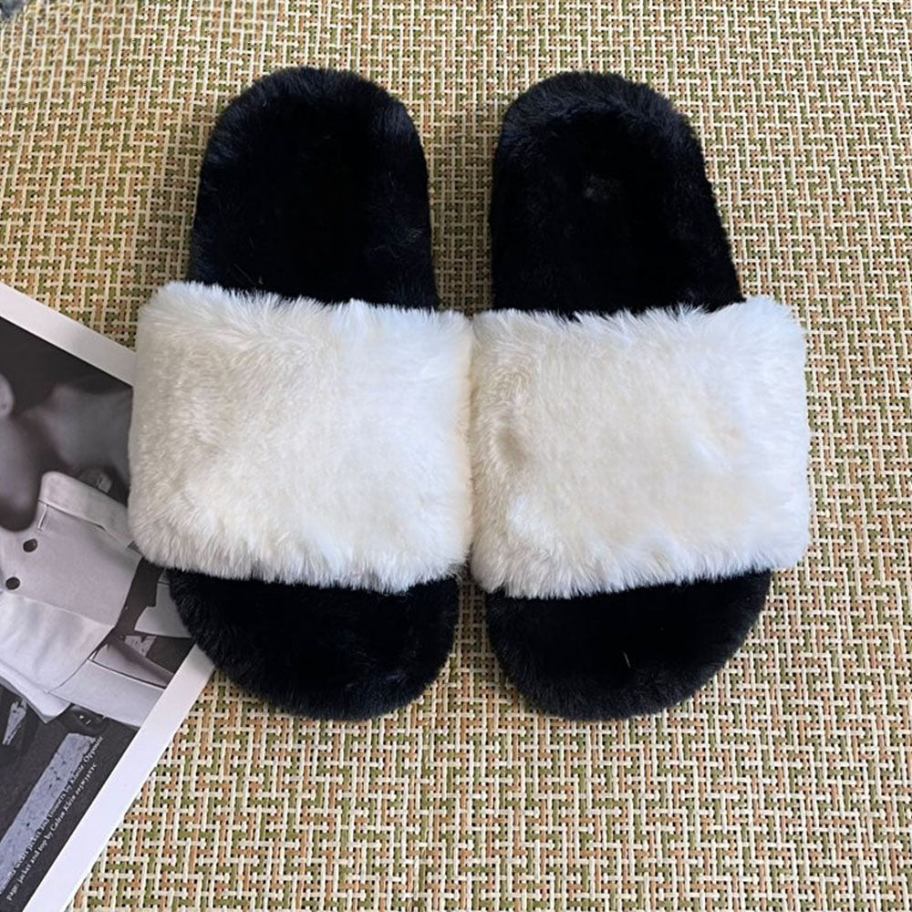 Women's new diamond-studded fur slippers