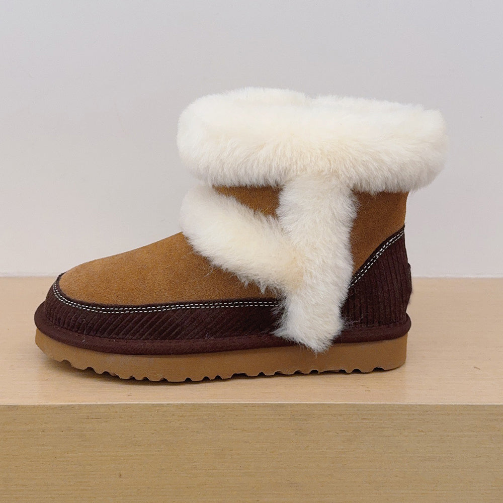 Women's new long-haired booties warm low boots