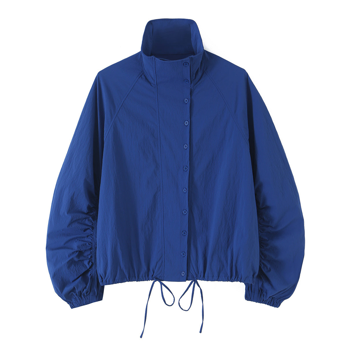 Women's pleated sleeve technology fabric buckle Coat