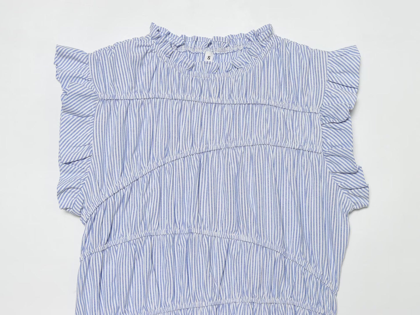 Women's lace up decorative elastic striped top