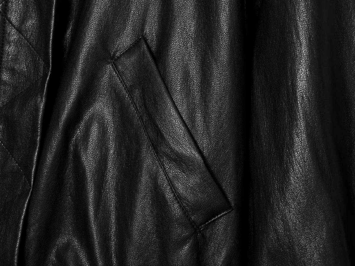 Women's leather effect short pilot jacket Coat
