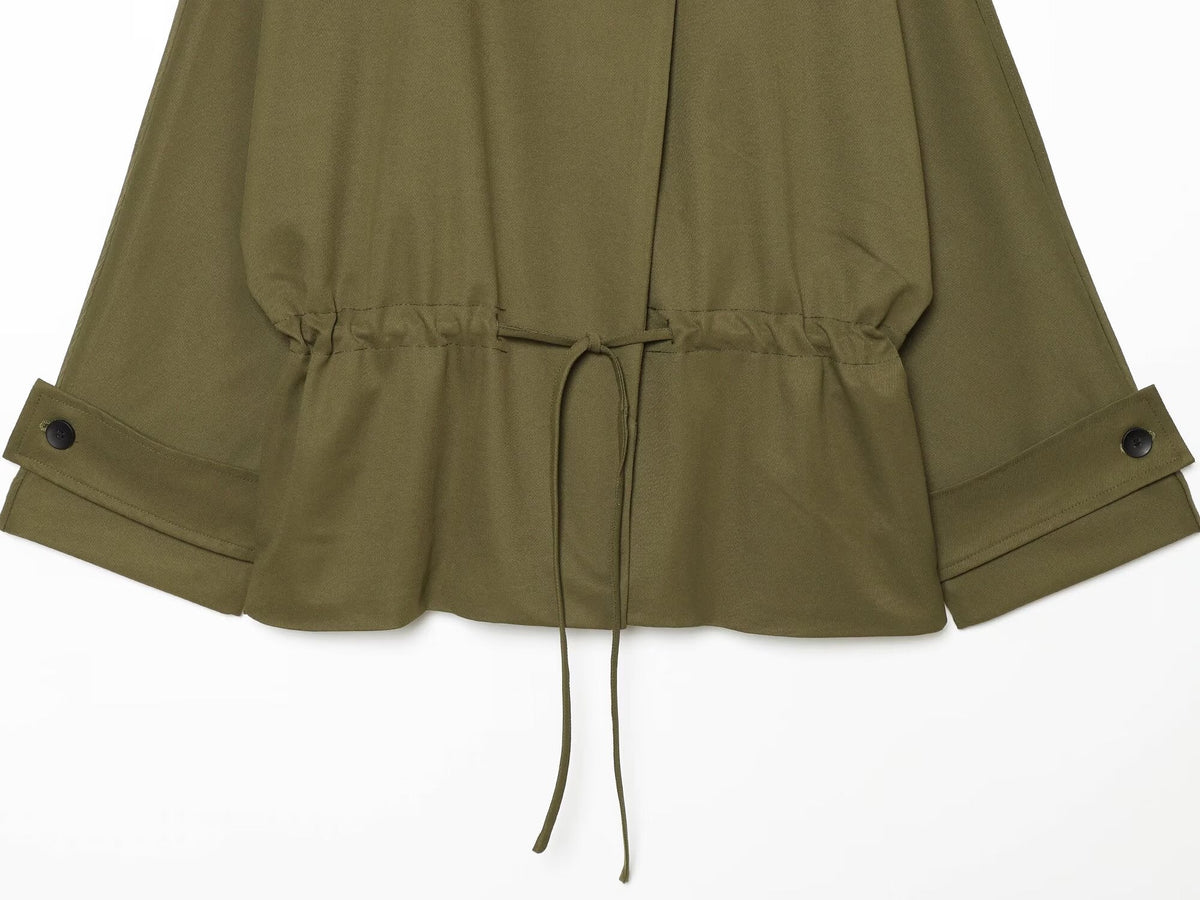 Women's lace up design loose parka Coat