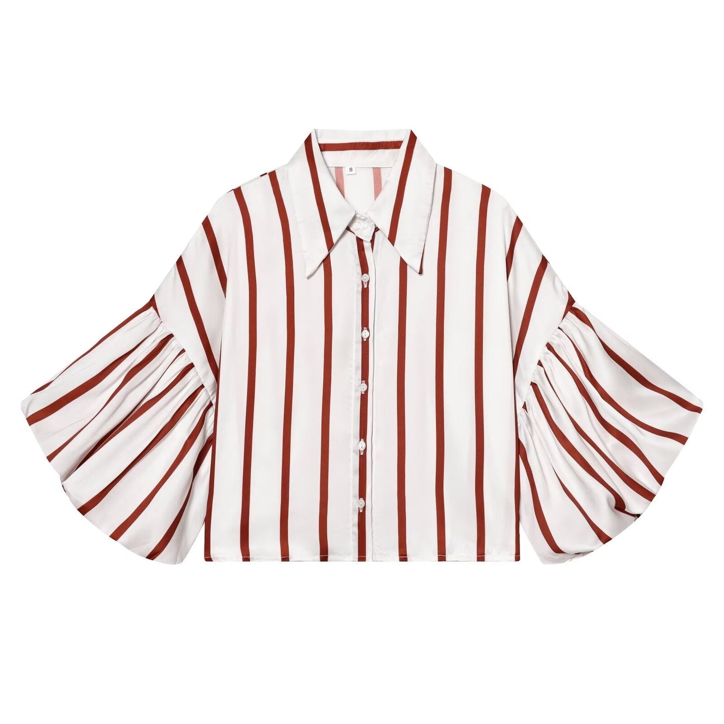 2026 Women's loose bubble sleeve printed shirt
