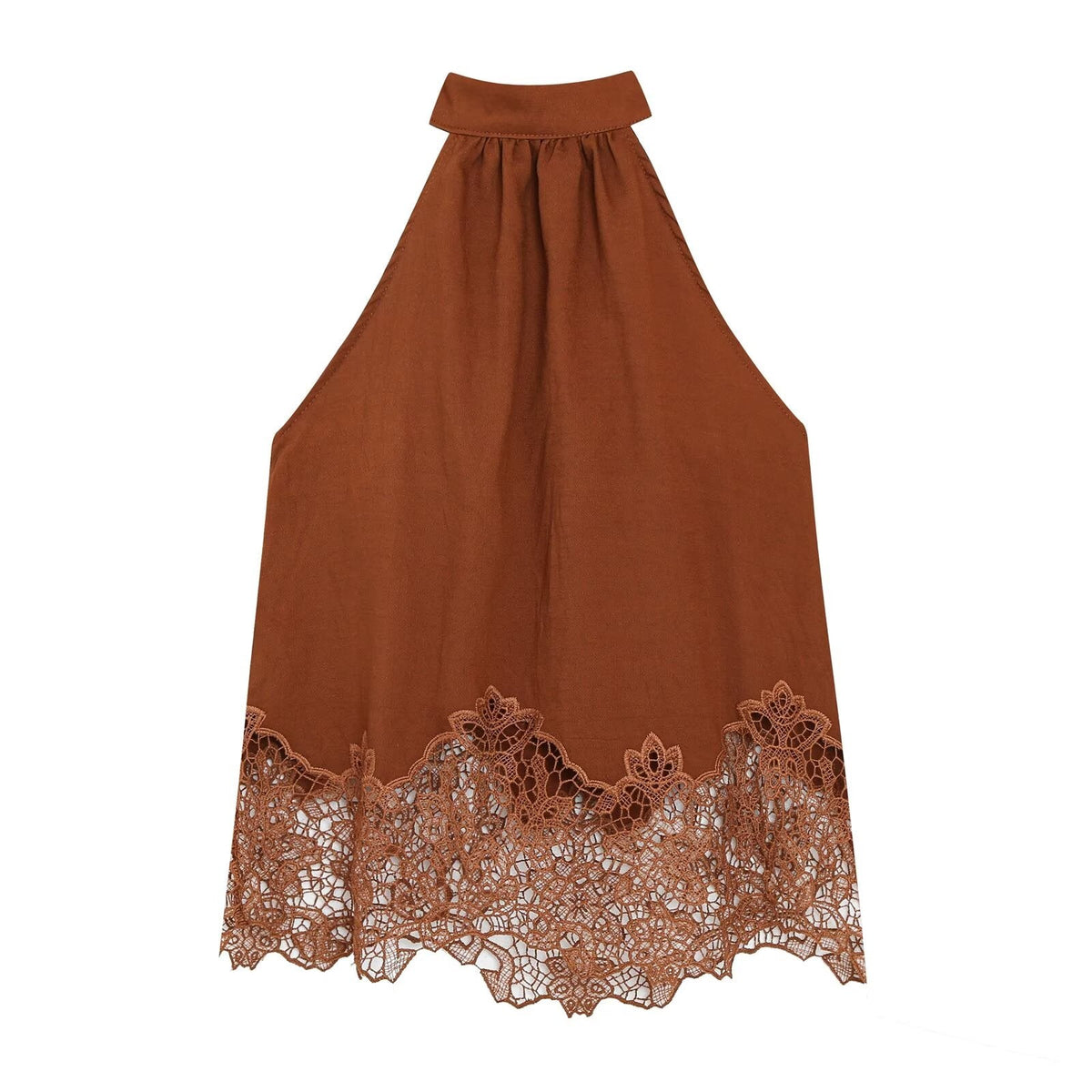 suit Women's 2 pieces hollow embroidery hanging neck top+Pants
