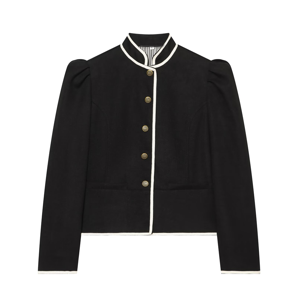 Women's casual contrasting color trimmed Blazer Coat
