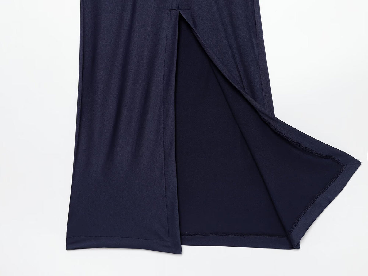 Women's with shoulder pads slim pleated MIDI dress
