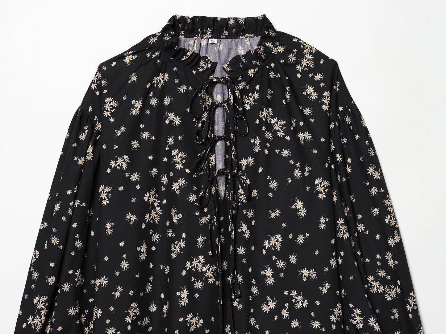 2026 Women's printed V-neck lace up shirt