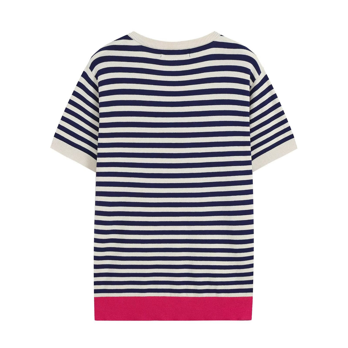Women's round neck striped knitted top