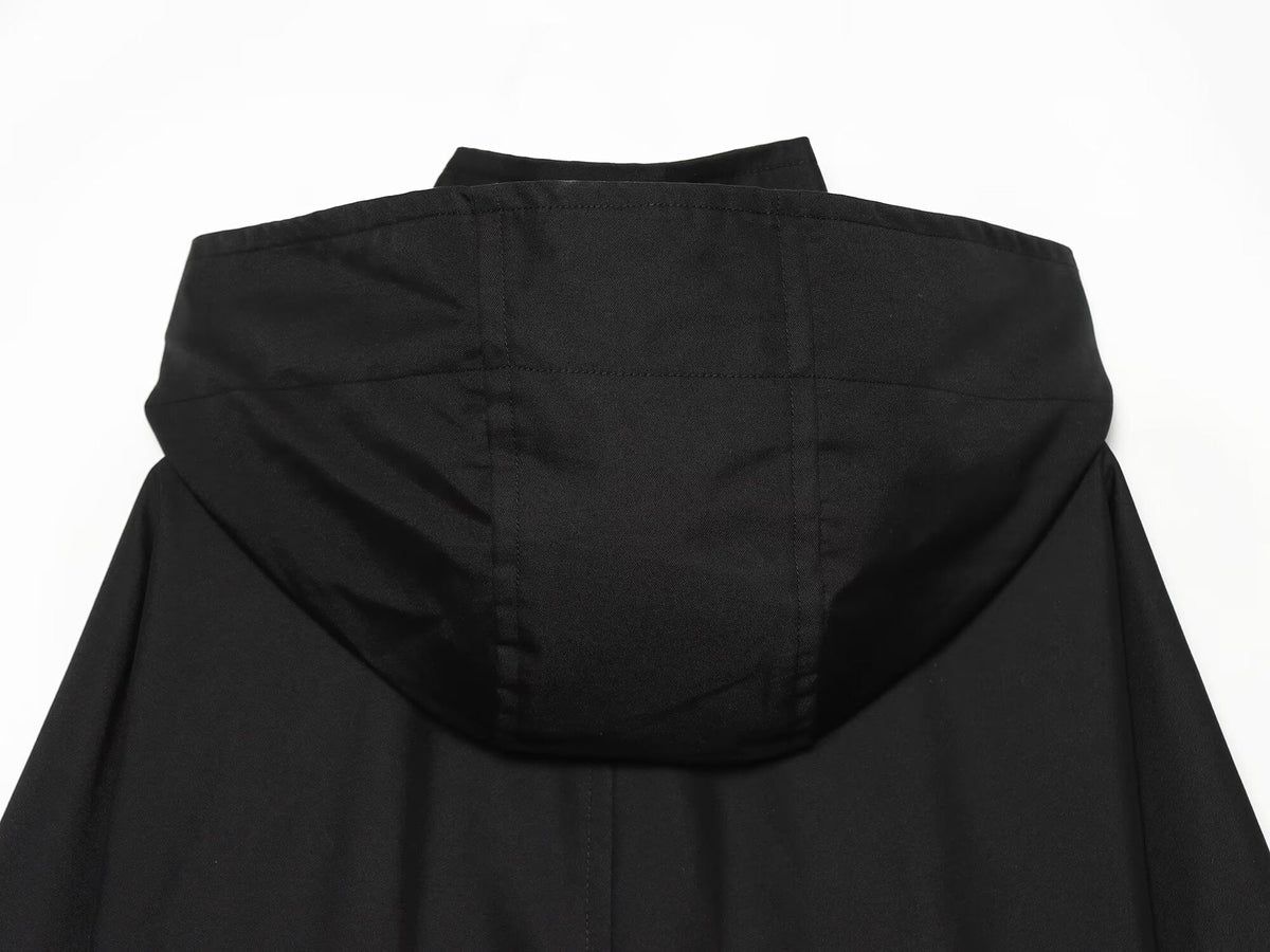 Women's long sleeved stand collar hooded jacket Coat