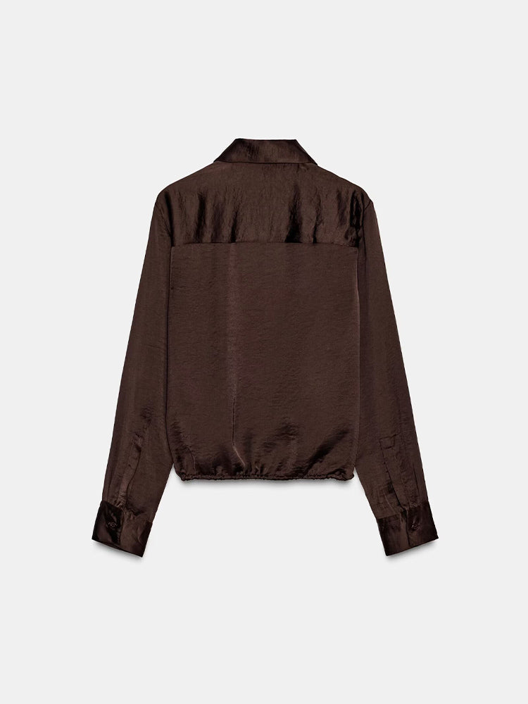 Women's with drawstring satin textured shirt