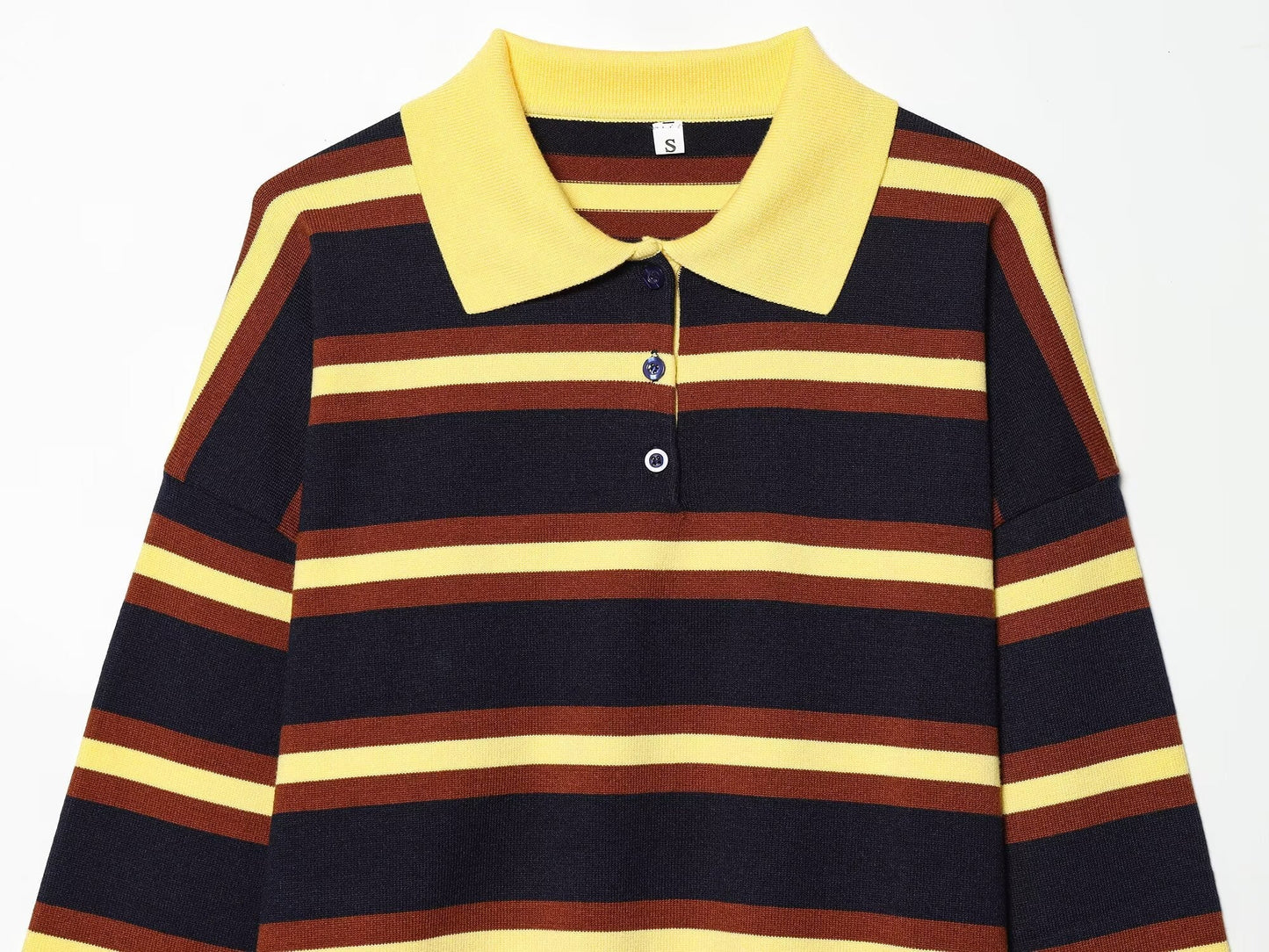 Women's new Lapel striped knitted sweater