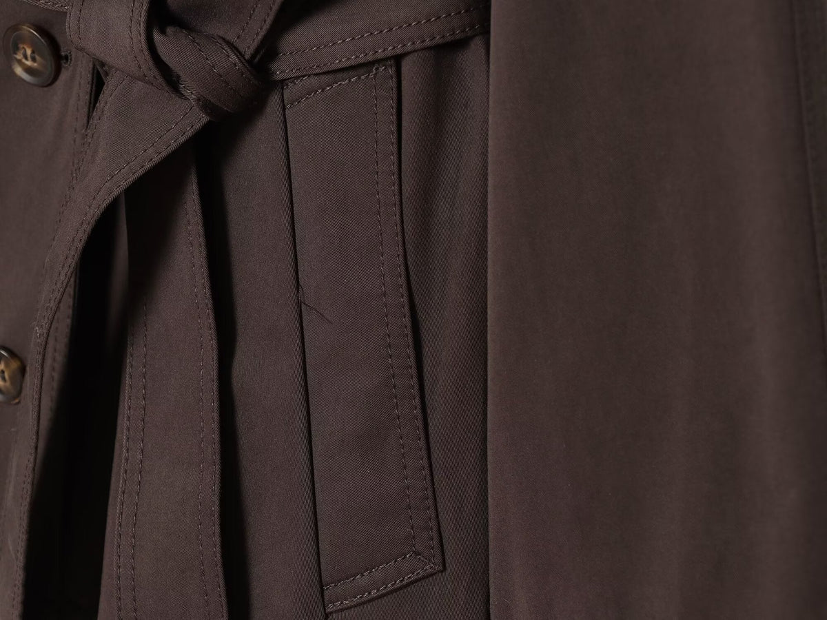 Women's with Belt casual stand collar twill coat