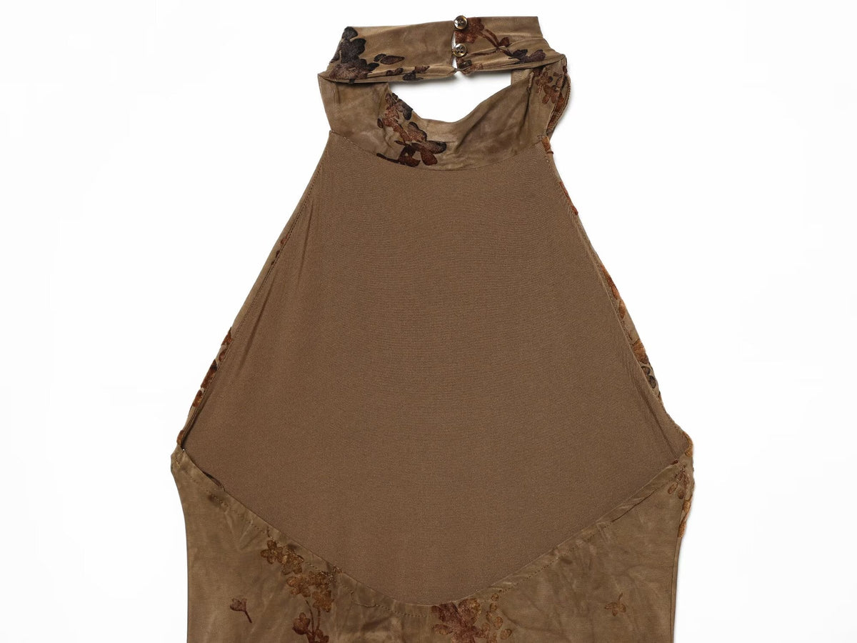 Women's scarf decoration flocked hanging neck dress