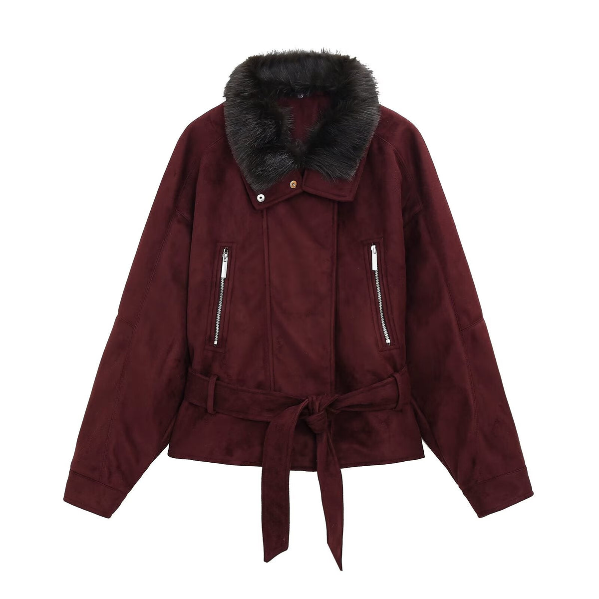 Women's fur collar design Anti suede effect jacket Coat