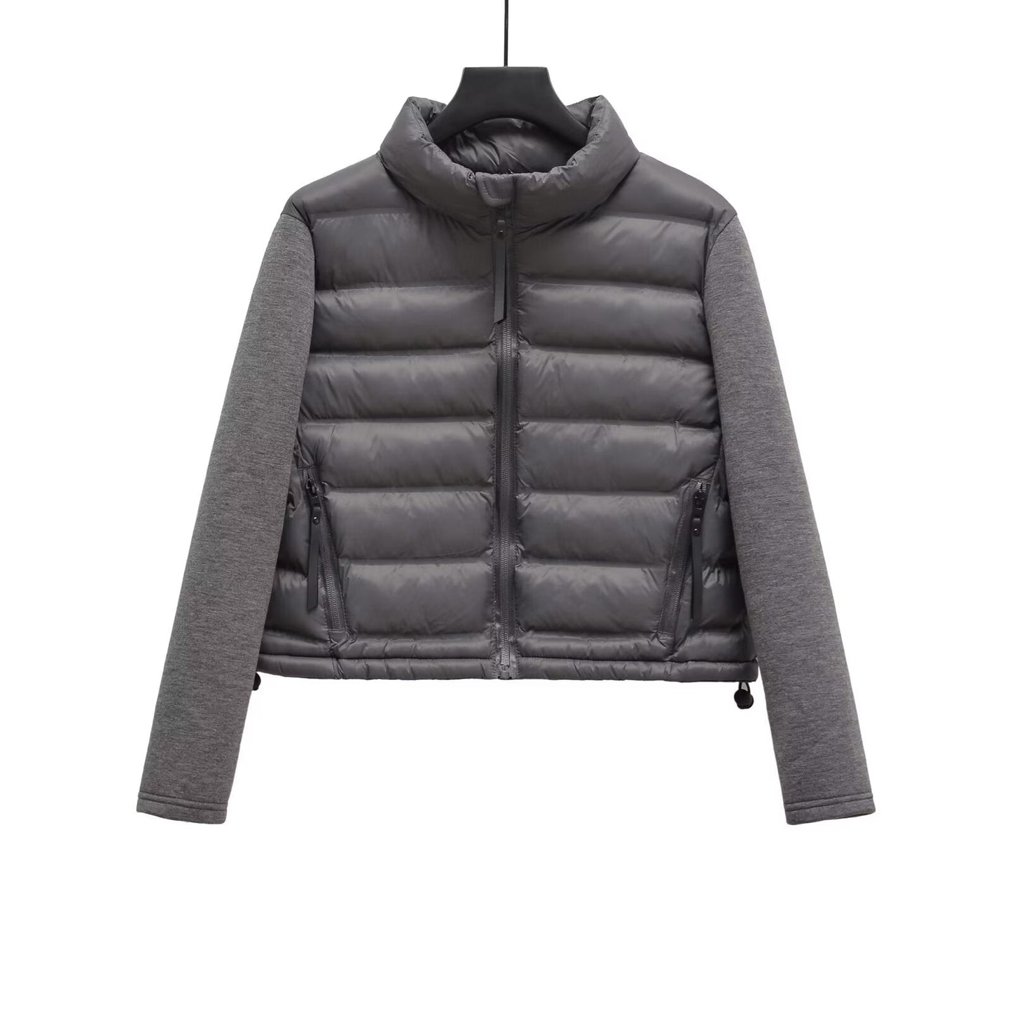 Women's short standing collar spliced cotton jacket Coat