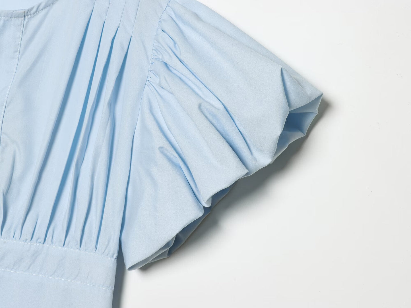 Women's bubble sleeve pleated decorative shirt