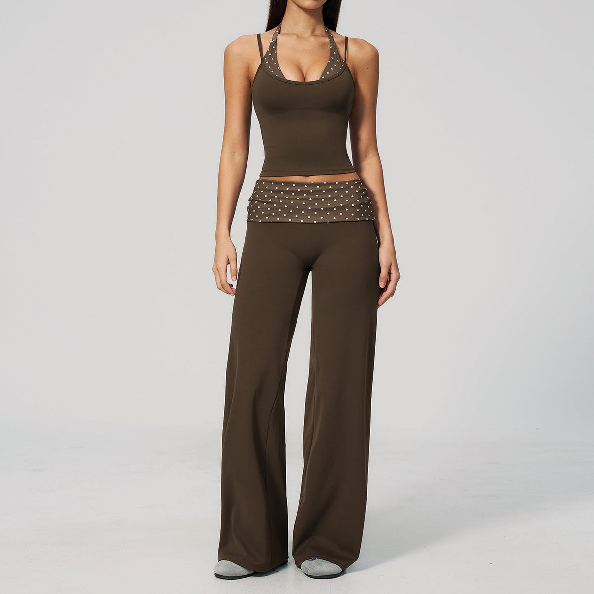Women's new quick-drying yoga suit with sanding and turning over