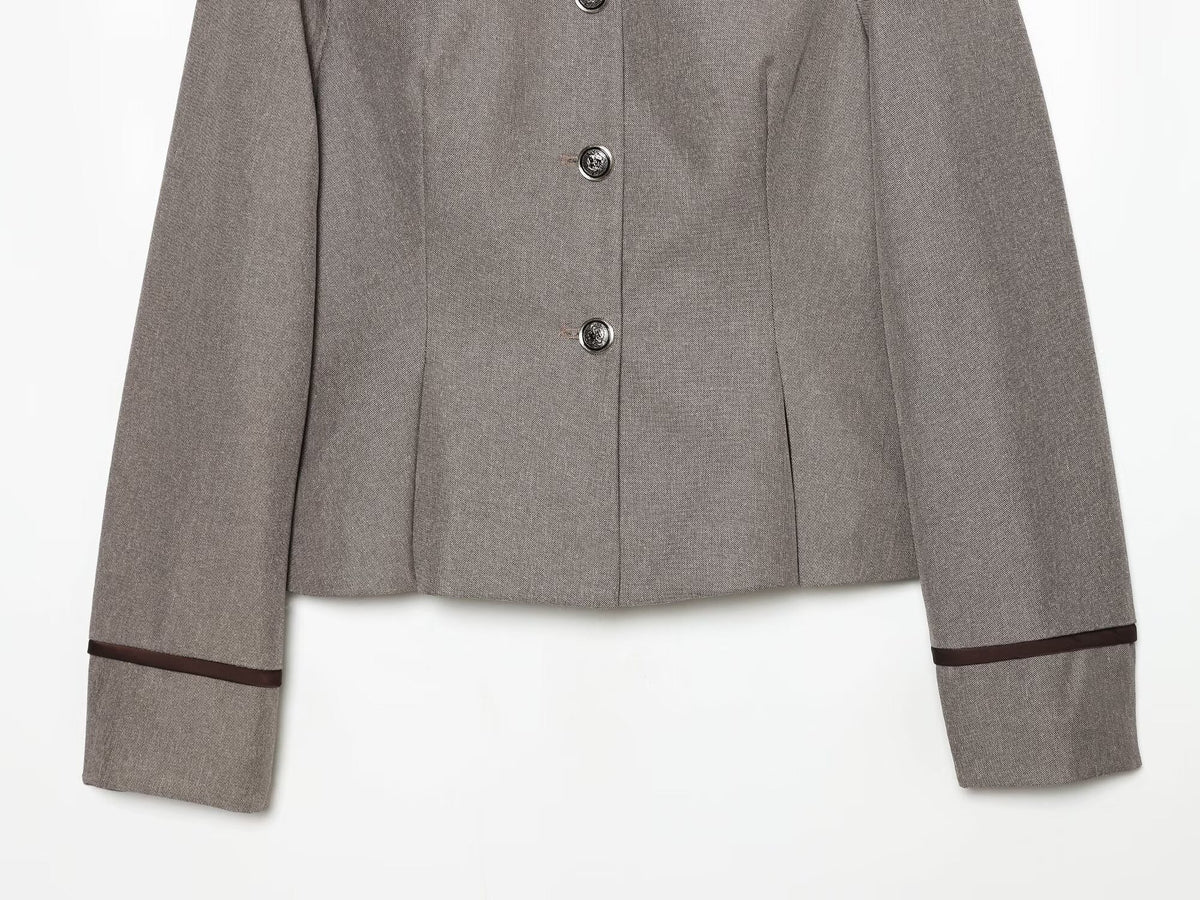 Women's patchwork trimmed short skirt style Blazer Coat
