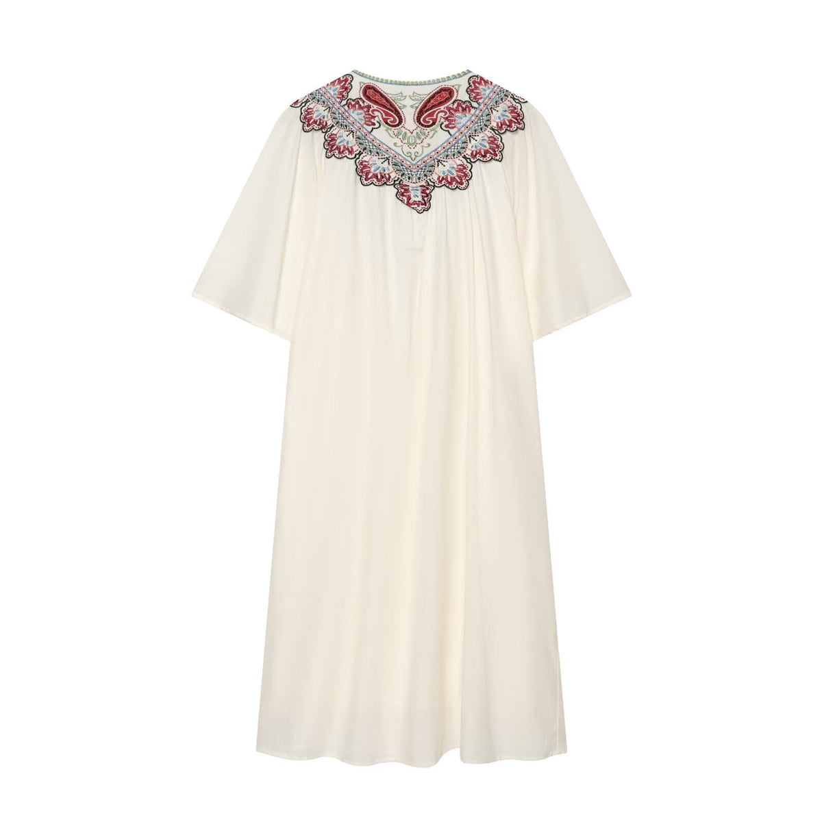Women's embroidered decorative short sleeved dress