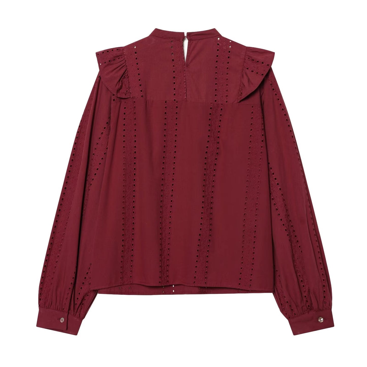 Women's casual hollowed out embroidered shirt