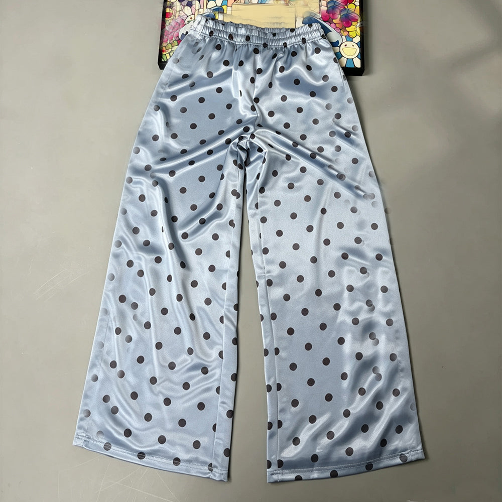 Women's new wave-point loose straight pants mopping pants